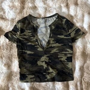 Camouflage Button-Up Women's Top